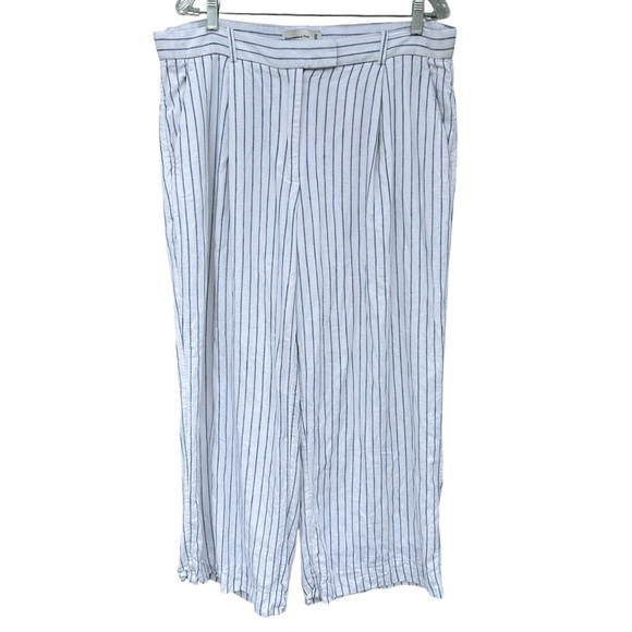 Abercrombie & Fitch Linen White Sloan Pant Blue Pin Stripe - Size 33/16 Short - Picture 5 of 10